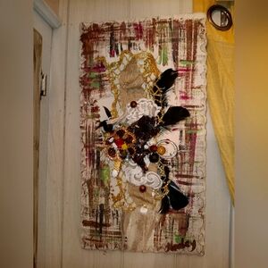 Handmade 1 of a kind art embellished with antique and vintage jewels